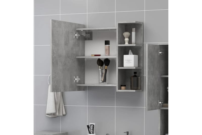 badeværelsesskab m. spejl 62,5x20,5x64 cm spånplade betongrå - Grå - Hus & renovering - Køkken & bad - Badeværelse - Badeværelsesmøbler - Spejlskabe