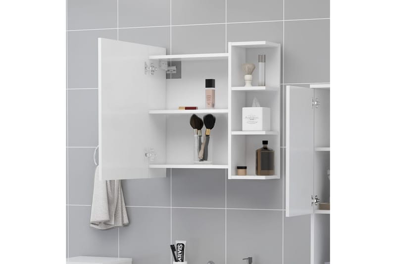 badeværelsesskab m. spejl 62,5x20,5x64 cm spånplade hvid - Hvid - Hus & renovering - Køkken & bad - Badeværelse - Badeværelsesmøbler - Spejlskabe
