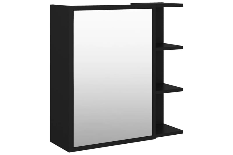 badeværelsesskab m. spejl 62,5x20,5x64 cm spånplade sort - Sort - Spejlskabe