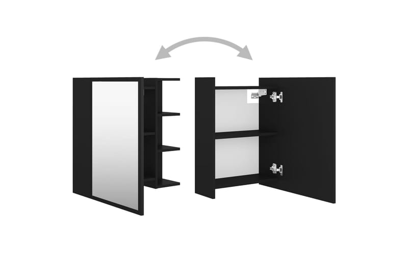 badeværelsesskab m. spejl 62,5x20,5x64 cm spånplade sort - Sort - Spejlskabe