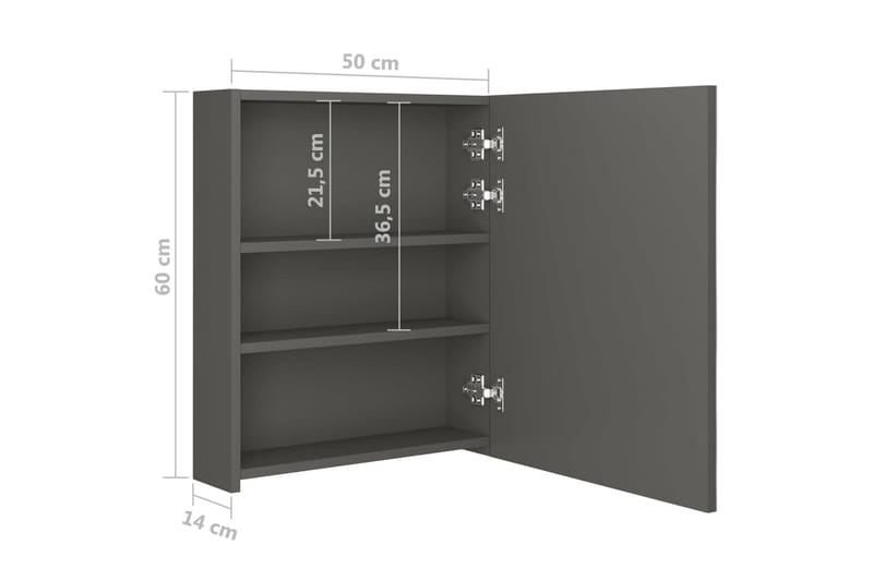 badeværelsesskab m. spejl LED 50x14x60 cm antracitgrå - Antracit - Spejlskabe