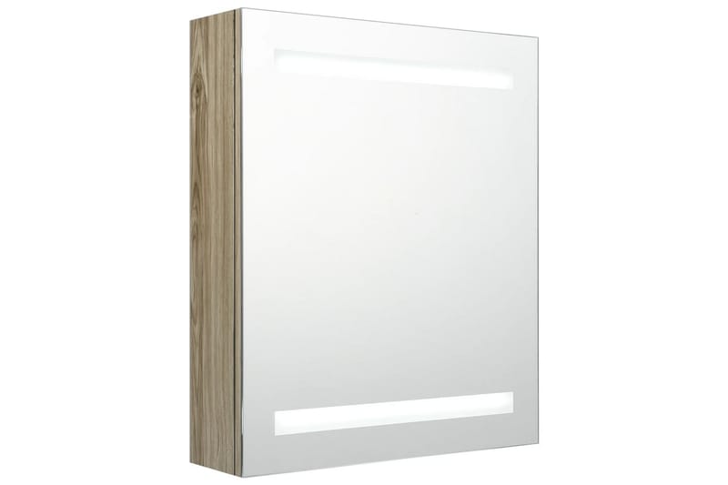badeværelsesskab m. spejl LED 50x14x60 cm egetræsfarvet - Brun - Spejlskabe