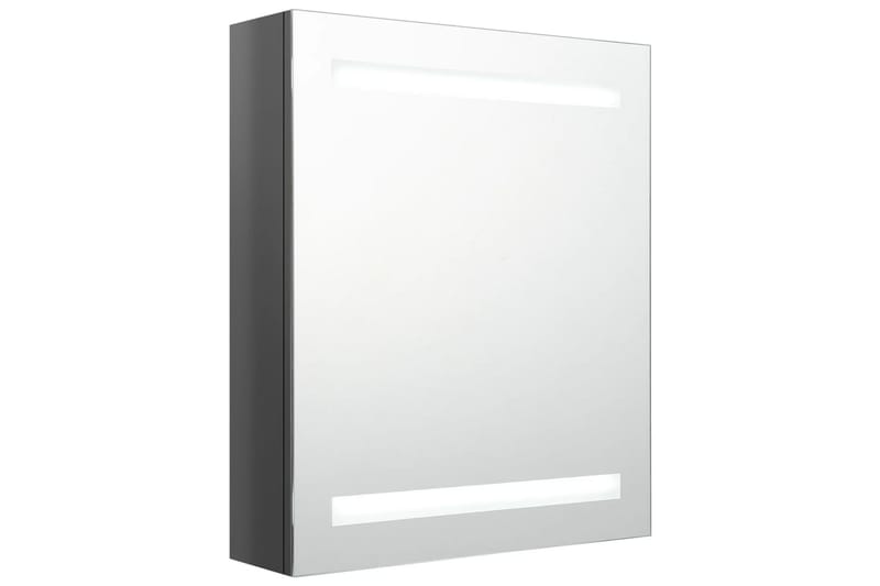 badeværelsesskab m. spejl LED 50x14x60 cm skinnende grå - Grå - Spejlskabe