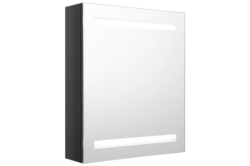 badeværelsesskab m. spejl LED 50x14x60 cm skinnende sort - Sort - Spejlskabe