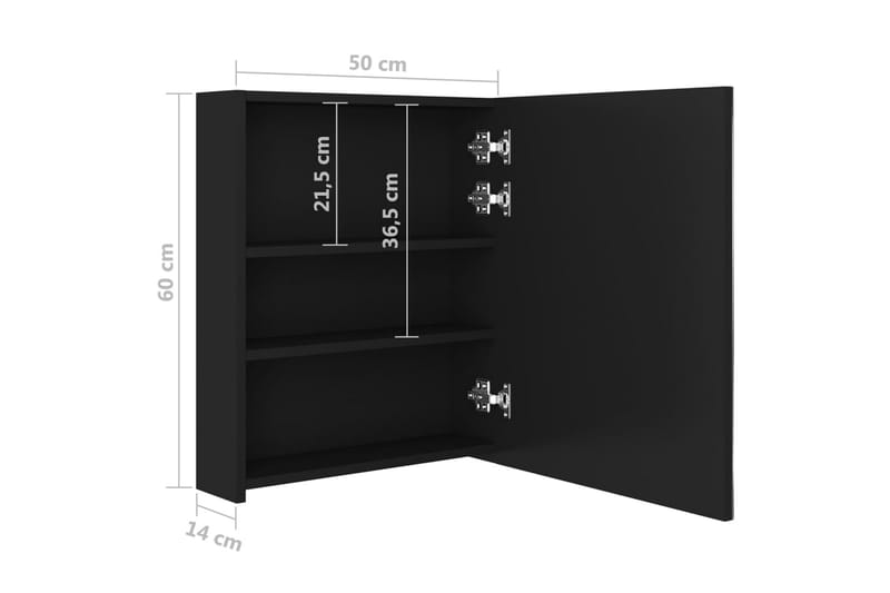 badeværelsesskab m. spejl LED 50x14x60 cm sort - Sort - Hus & renovering - Køkken & bad - Badeværelse - Badeværelsesmøbler - Spejlskabe