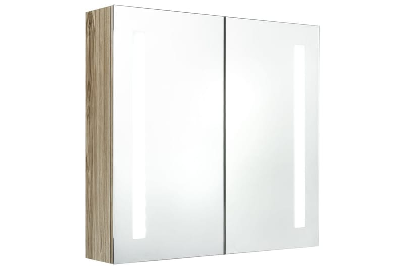 badeværelsesskab m. spejl LED 62x14x60 cm egetræ - Hus & renovering - Køkken & bad - Badeværelse - Badeværelsesmøbler - Spejlskabe