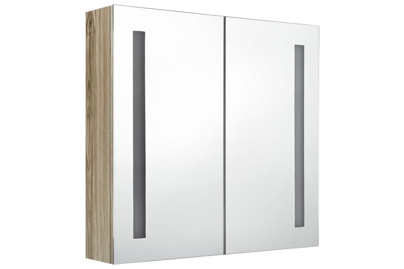 badeværelsesskab m. spejl LED 62x14x60 cm egetræ - Hus & renovering - Køkken & bad - Badeværelse - Badeværelsesmøbler - Spejlskabe