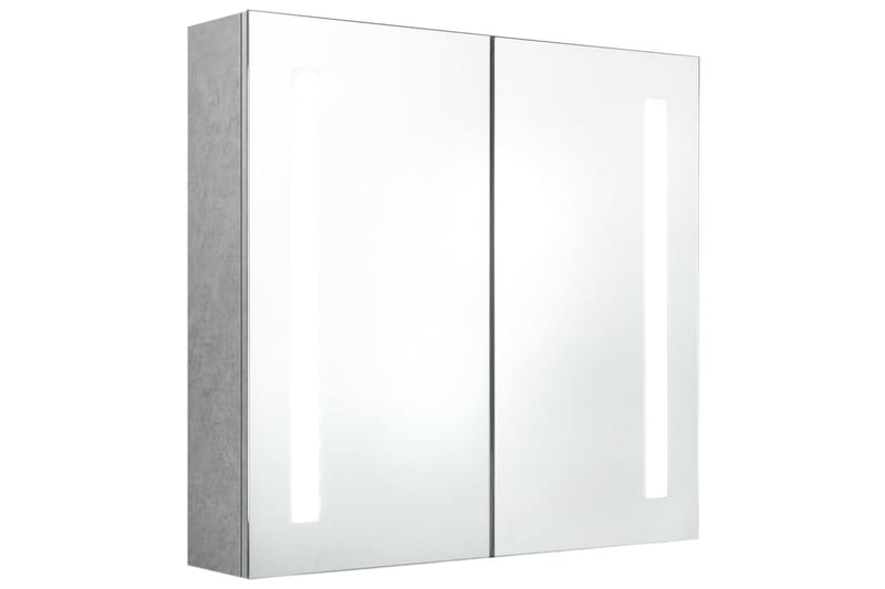 badeværelsesskab m. spejl LED-lys 62x14x60 cm betongrå - Spejlskabe