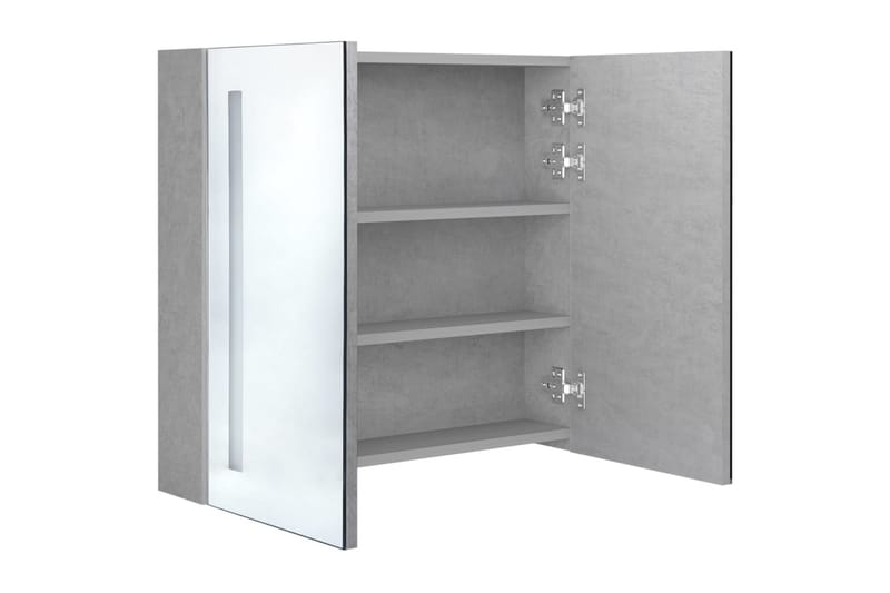 badeværelsesskab m. spejl LED-lys 62x14x60 cm betongrå - Hus & renovering - Køkken & bad - Badeværelse - Badeværelsesmøbler - Spejlskabe