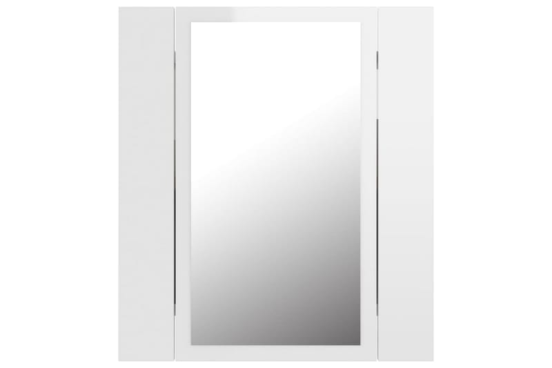 badeværelsesskab m. spejl og LED-lys 40x12x45 cm - Hvid - Spejlskabe