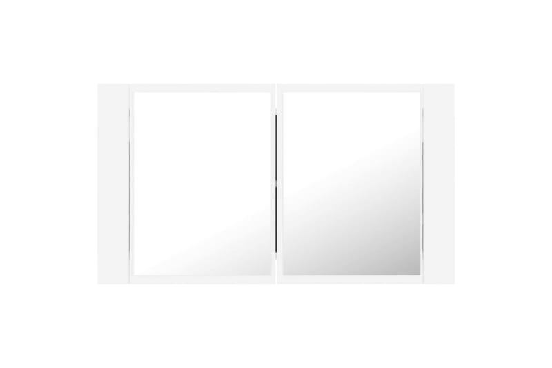 badeværelsesskab m. spejl og LED-lys 80x12x45 cm hvid - Hvid - Spejlskabe
