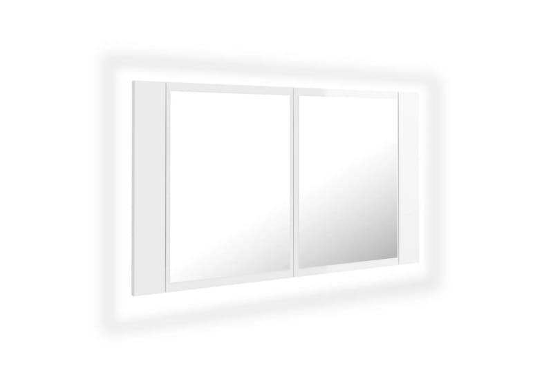 badeværelsesskab m. spejl og LED-lys 80x12x45 cm - Hvid - Spejlskabe