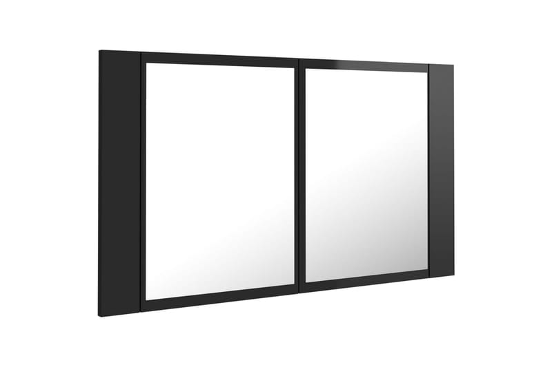 badeværelsesskab m. spejl og LED-lys 80x12x45 cm - Sort - Spejlskabe