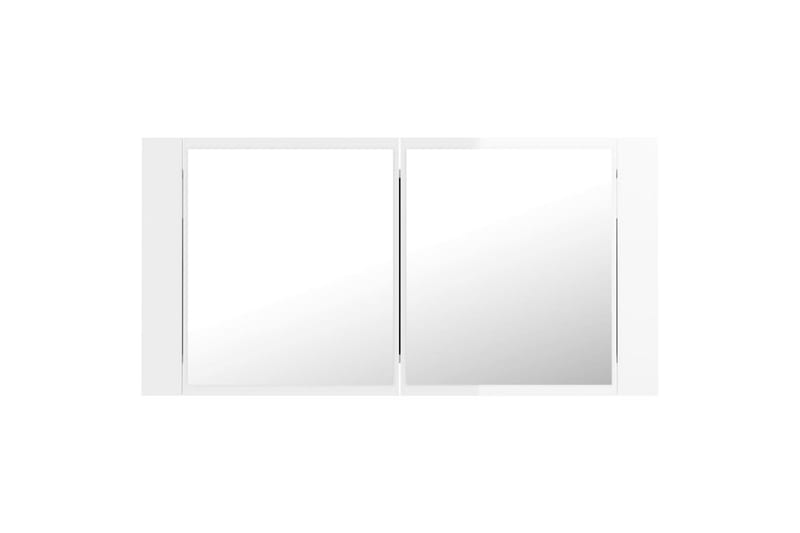 badeværelsesskab m. spejl og LED-lys 90x12x45 cm - Hvid - Spejlskabe