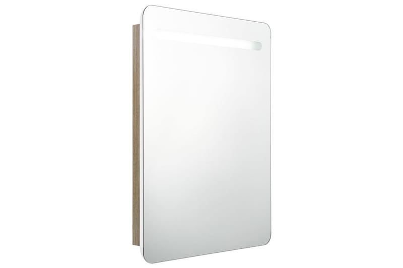 badeværelsesskab med spejl + LED-lys 60x11x80cm og egetræ - Hus & renovering - Køkken & bad - Badeværelse - Badeværelsesmøbler - Spejlskabe