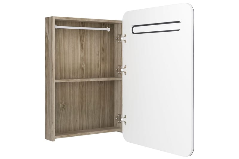 badeværelsesskab med spejl + LED-lys 60x11x80cm og egetræ - Hus & renovering - Køkken & bad - Badeværelse - Badeværelsesmøbler - Spejlskabe