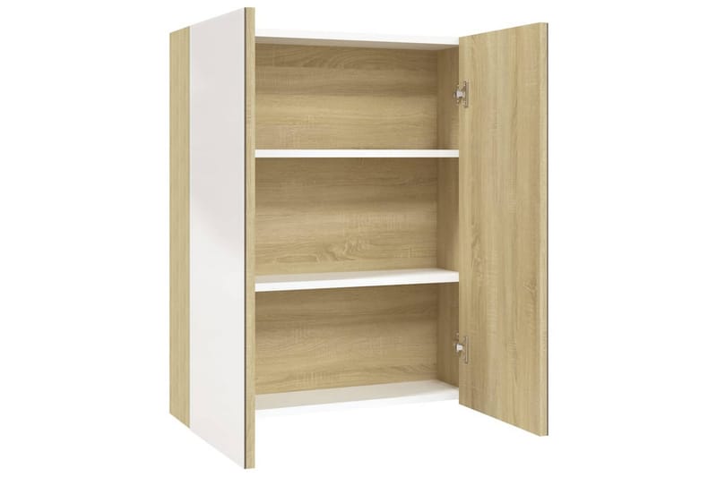 badeværelsesskab med spejl 60x15x75 cm MDF - Hvid - Hus & renovering - Køkken & bad - Badeværelse - Badeværelsesmøbler - Spejlskabe