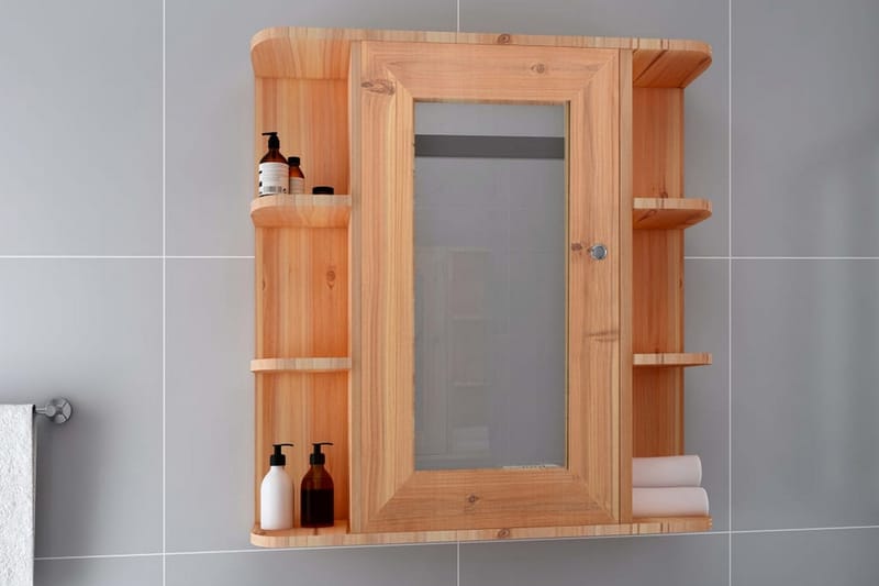 badeværelsesskab med spejl 66x17x63 cm MDF egetræsfarvet - Brun - Spejlskabe