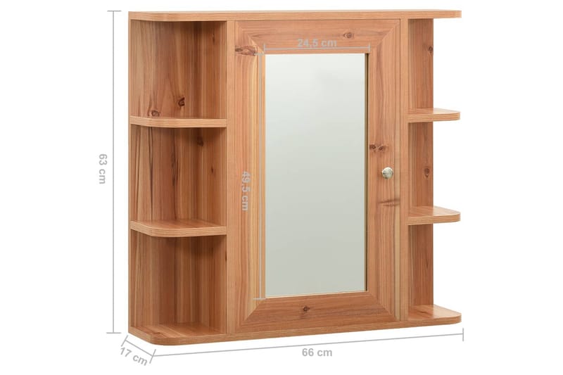 badeværelsesskab med spejl 66x17x63 cm MDF egetræsfarvet - Brun - Spejlskabe