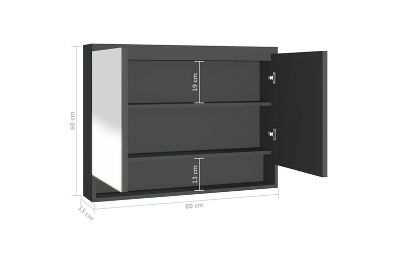 badeværelsesskab med spejl 80x15x60 cm MDF antracitgrå - Antracit - Hus & renovering - Køkken & bad - Badeværelse - Badeværelsesmøbler - Spejlskabe