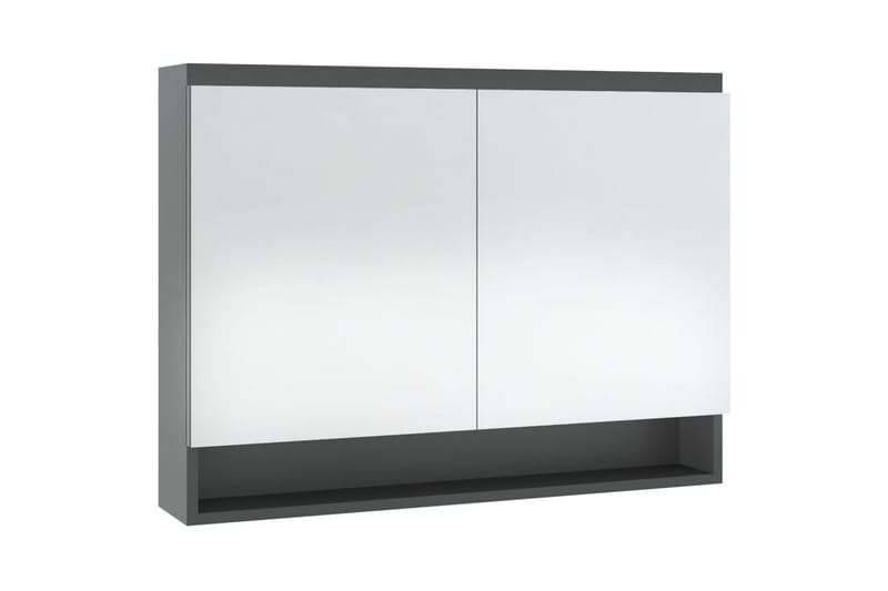 badeværelsesskab med spejl 80x15x60 cm MDF grå - Grå - Spejlskabe