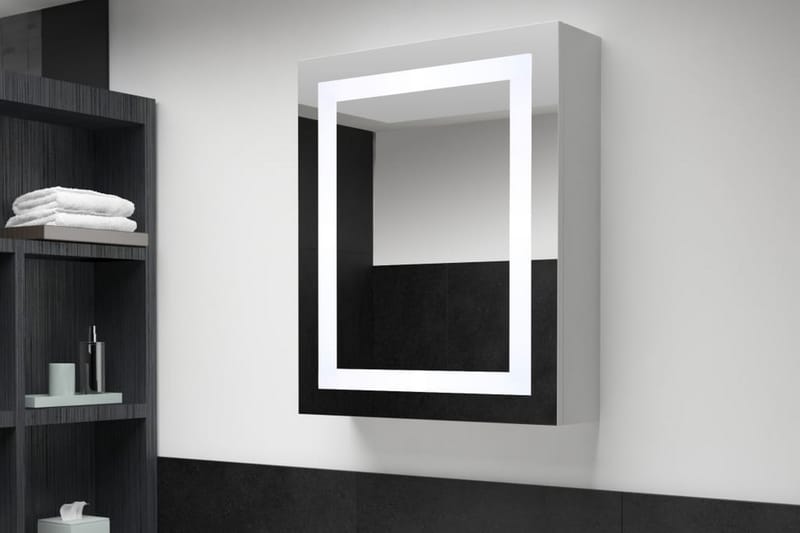 Badeværelsesskab med spejl LED 50 x 13 x 70 cm - Spejlskabe
