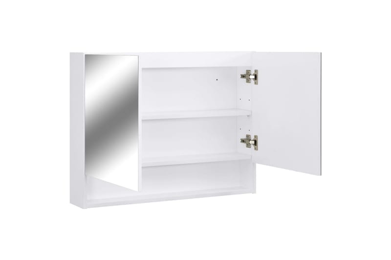 badeværelsesskab med spejl og LED 80x15x60 cm MDF hvid - Hvid - Spejlskabe