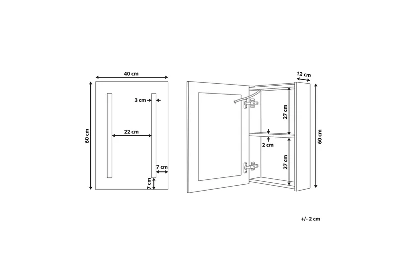 Belmena Badeværelsesskab 40 cm Spejl med LED-belysning - Hvid - Hus & renovering - Køkken & bad - Badeværelse - Badeværelsesmøbler - Spejlskabe