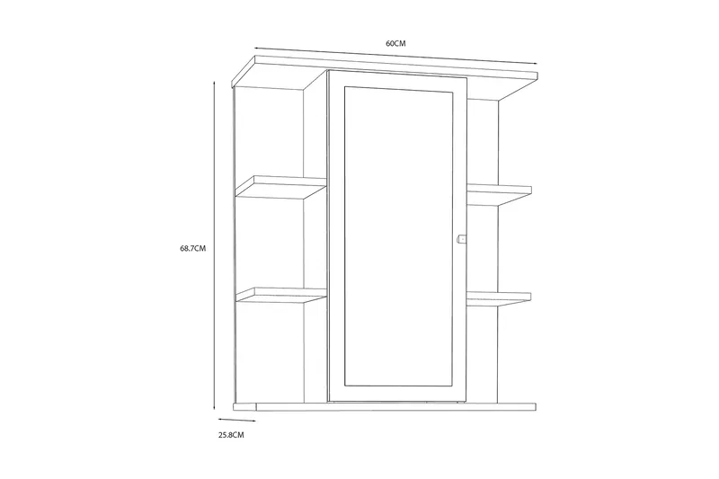 Elsassona Vægskab 26x60 cm - Hvid - Hus & renovering - Køkken & bad - Badeværelse - Badeværelsesmøbler - Spejlskabe