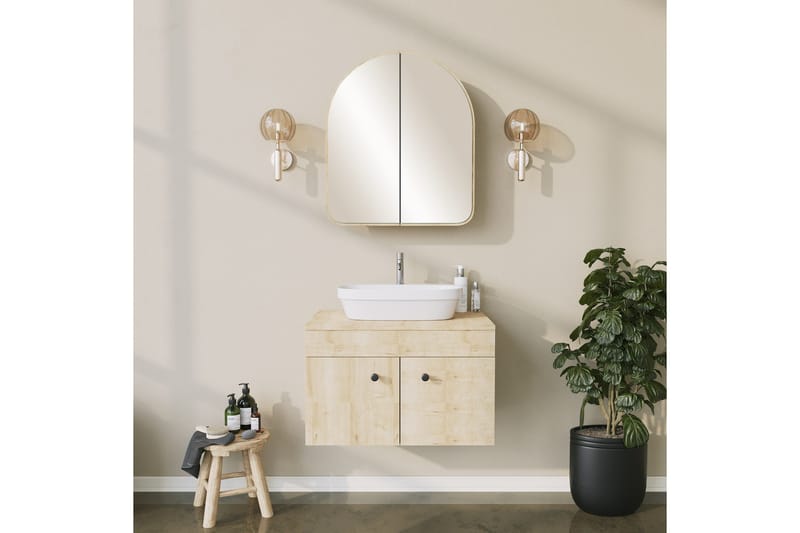 Heren Vægskab med spejl 45 cm - Beige - Hus & renovering - Køkken & bad - Badeværelse - Badeværelsesmøbler - Spejlskabe