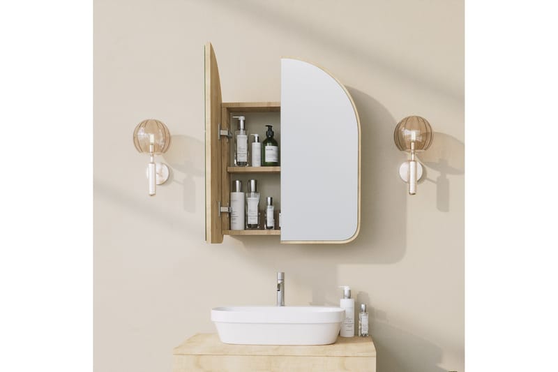 Heren Vægskab med spejl 45 cm - Beige - Hus & renovering - Køkken & bad - Badeværelse - Badeværelsesmøbler - Spejlskabe