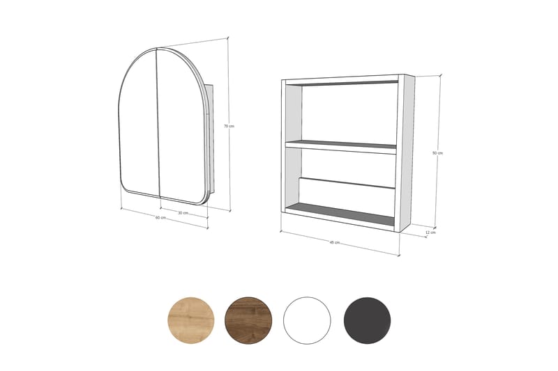Heren Vægskab med spejl 45 cm - Beige - Hus & renovering - Køkken & bad - Badeværelse - Badeværelsesmøbler - Spejlskabe