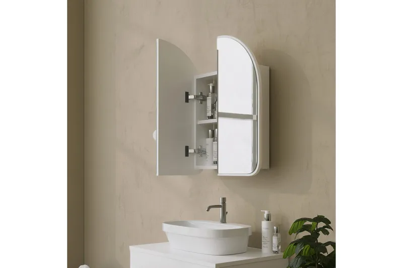 Heren Vægskab med spejl 45 cm - Hvid - Hus & renovering - Køkken & bad - Badeværelse - Badeværelsesmøbler - Spejlskabe
