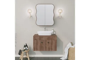 Najmin Vægskab med spejl 45 cm - Valnød finér - Hus & renovering - Køkken & bad - Badeværelse - Badeværelsesmøbler - Spejlskabe