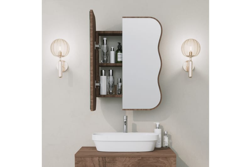 Najmin Vægskab med spejl 45 cm - Valnød finér - Hus & renovering - Køkken & bad - Badeværelse - Badeværelsesmøbler - Spejlskabe