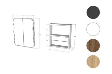 Najmin Vægskab med spejl 45 cm - Valnød finér - Hus & renovering - Køkken & bad - Badeværelse - Badeværelsesmøbler - Spejlskabe