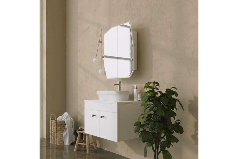 Patni Vægskab med spejl 45 cm - Hvid - Hus & renovering - Køkken & bad - Badeværelse - Badeværelsesmøbler - Spejlskabe