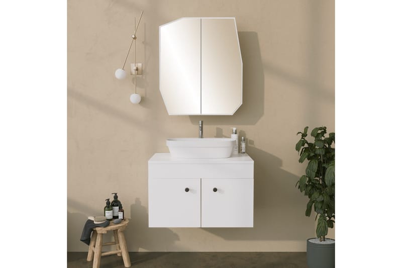 Patni Vægskab med spejl 45 cm, Hvid