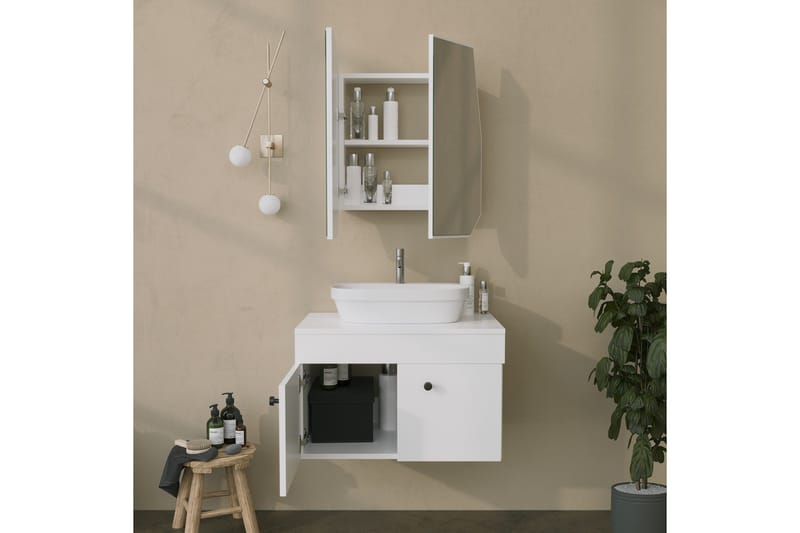 Patni Vægskab med spejl 45 cm - Hvid - Hus & renovering - Køkken & bad - Badeværelse - Badeværelsesmøbler - Spejlskabe