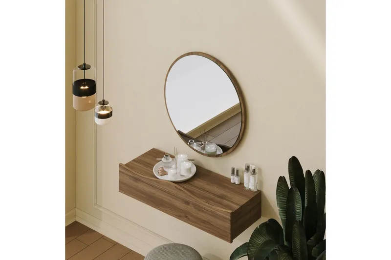 Princesse Vægskab med spejl 82 cm - Valnød finér - Hus & renovering - Køkken & bad - Badeværelse - Badeværelsesmøbler - Spejlskabe