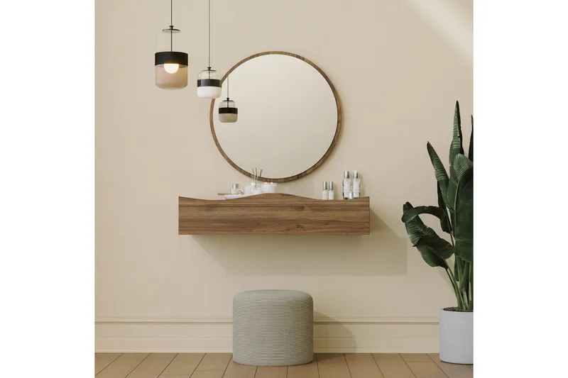 Princesse Vægskab med spejl 82 cm - Valnød finér - Hus & renovering - Køkken & bad - Badeværelse - Badeværelsesmøbler - Spejlskabe