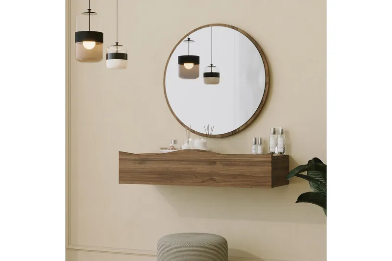 Princesse Vægskab med spejl 82 cm - Valnød finér - Hus & renovering - Køkken & bad - Badeværelse - Badeværelsesmøbler - Spejlskabe