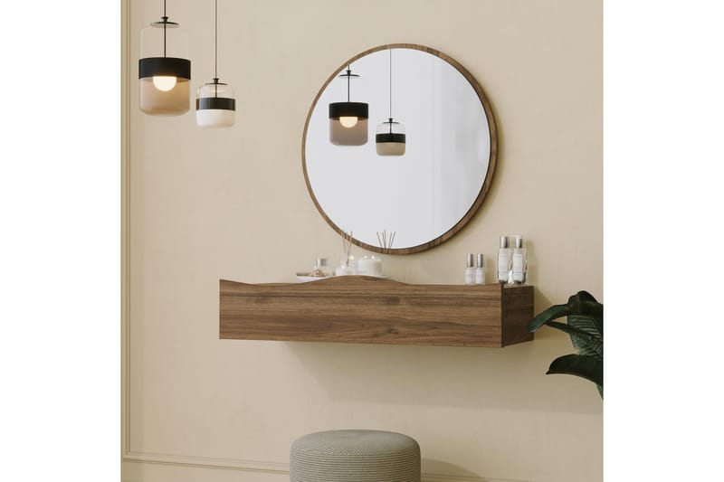 Princesse Vægskab med spejl 82 cm - Valnød finér - Hus & renovering - Køkken & bad - Badeværelse - Badeværelsesmøbler - Spejlskabe