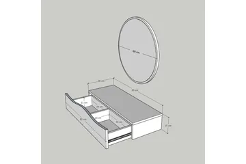Princesse Vægskab med spejl 82 cm - Valnød finér - Hus & renovering - Køkken & bad - Badeværelse - Badeværelsesmøbler - Spejlskabe