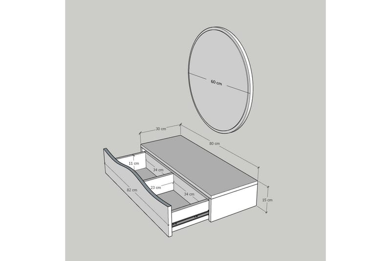 Princesse Vægskab med spejl 82 cm - Hus & renovering - Køkken & bad - Badeværelse - Badeværelsesmøbler - Spejlskabe