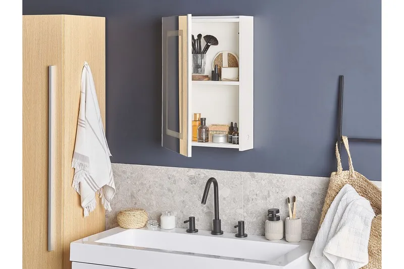 Roconda Badeværelsesskab 40 cm Spejl med LED-belysning - Hvid - Hus & renovering - Køkken & bad - Badeværelse - Badeværelsesmøbler - Spejlskabe