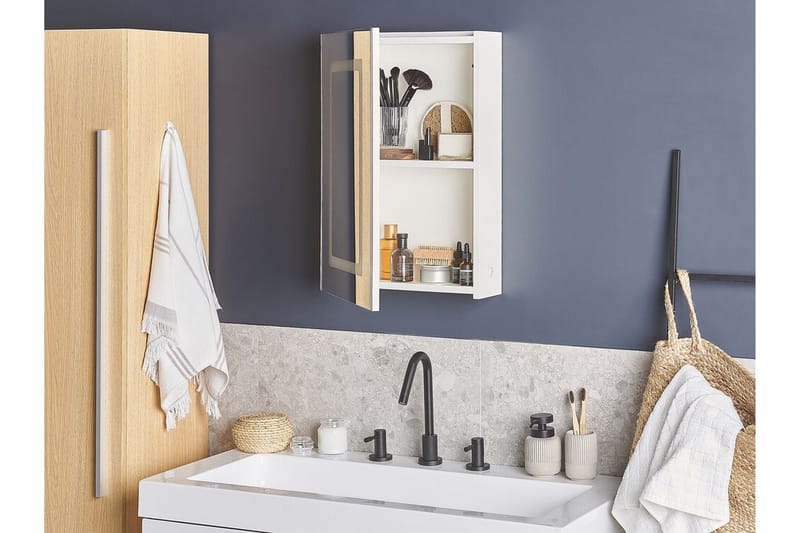 Roconda Badeværelsesskab 40 cm Spejl med LED-belysning - Hvid - Hus & renovering - Køkken & bad - Badeværelse - Badeværelsesmøbler - Spejlskabe
