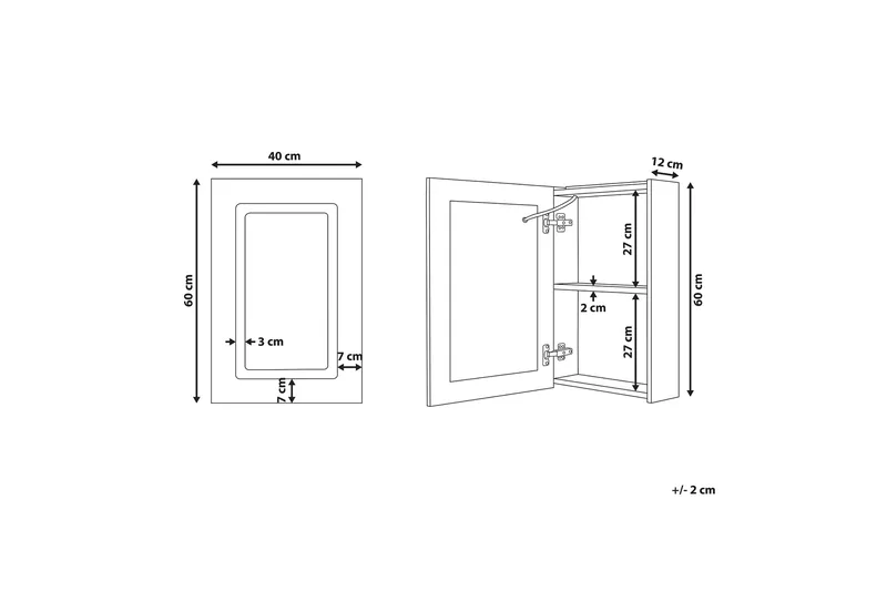 Roconda Badeværelsesskab 40 cm Spejl med LED-belysning - Hvid - Hus & renovering - Køkken & bad - Badeværelse - Badeværelsesmøbler - Spejlskabe