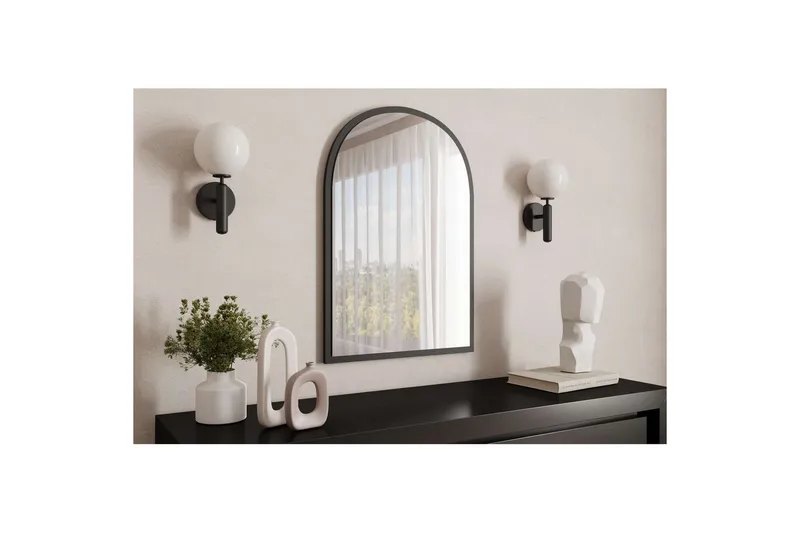 Ulren Badeværelsesspejl 60 cm - Sort - Hus & renovering - Køkken & bad - Badeværelse - Badeværelsesmøbler - Badeværelsesspejl