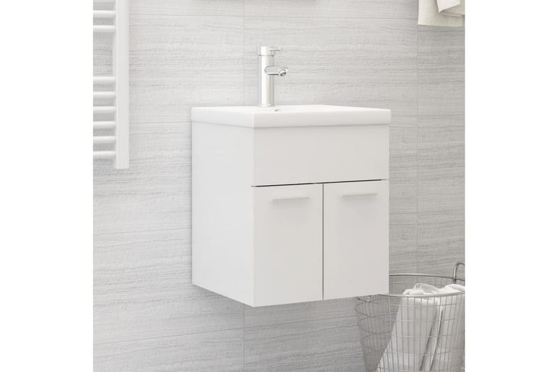 badeværelsesmøbelsæt med indbygget håndvask spånplade - Hvid - Underskab badeværelse